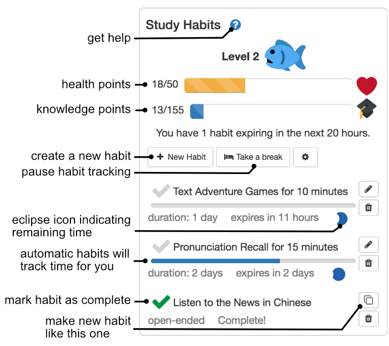 Study habits screenshot