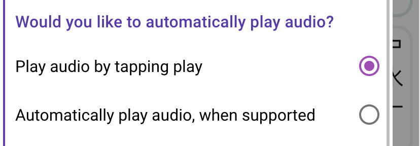 Audio autoplay setting